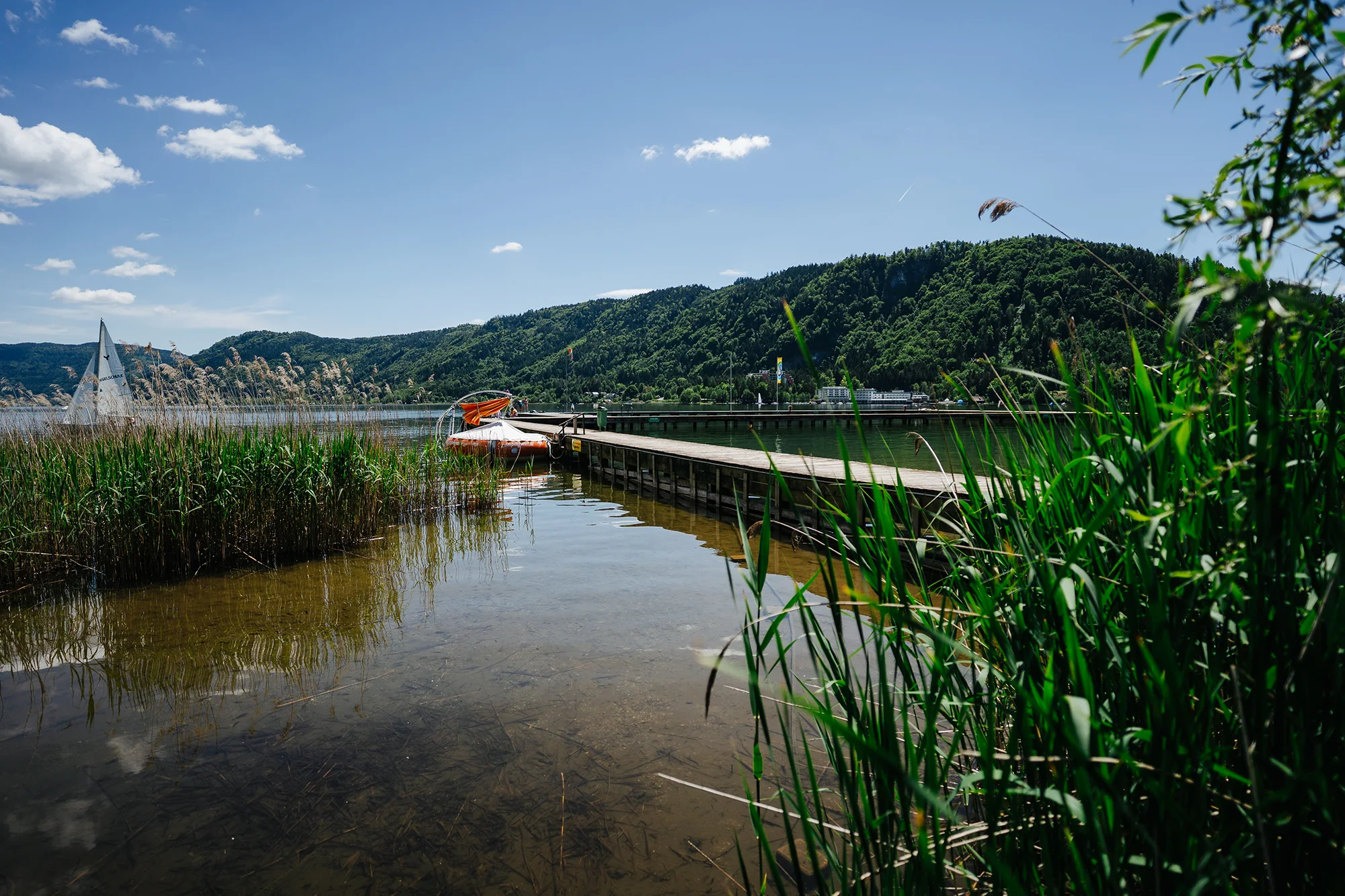 Blick über den Ossiacher See vom Camping Beach